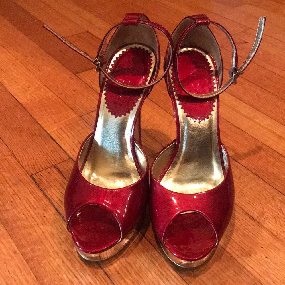 Aldo Red Patent Leather Peep Toe Heel